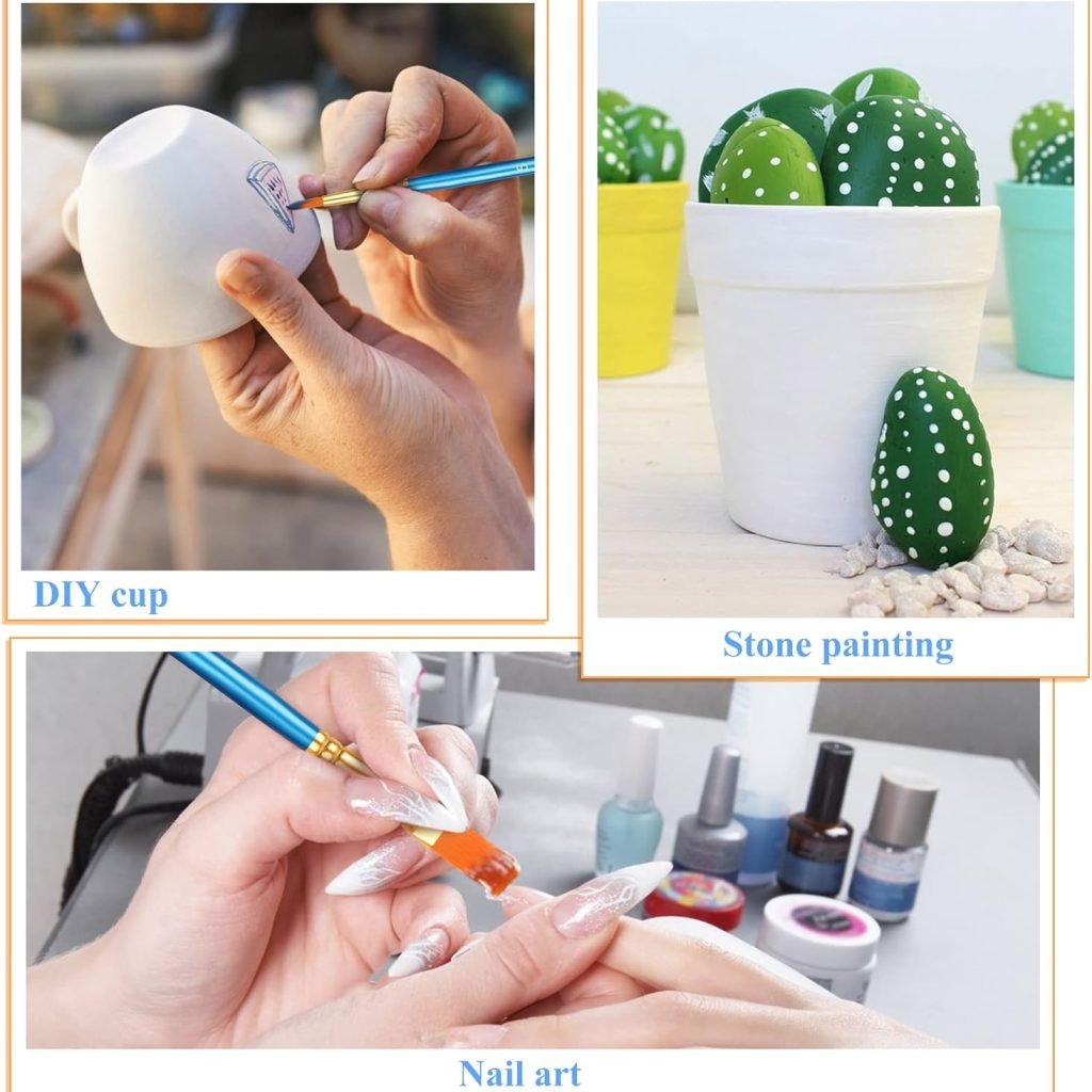 20 Pcs Paint Brush Set for Acrylic Painting, Watercolor, Miniature Detailing, and Rock Painting