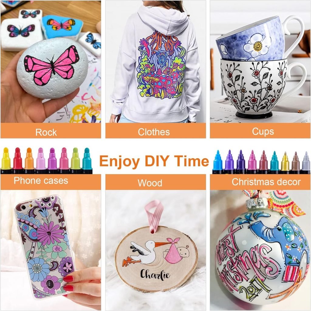 24 Colors Dual Tip Acrylic Paint Pens Markers, Premium Acrylic Paint Pens for Wood, Canvas, Stone, Rock Painting, Glass, Ceramic Surfaces, DIY Crafts Making Art Supplies 24 Colors Dual Tip Acrylic Paint Pens Markers, Premium Acrylic Paint Pens for Wood, Canvas, Stone, Rock Painting, Glass, Ceramic Surfaces, DIY Crafts Making Art Supplies