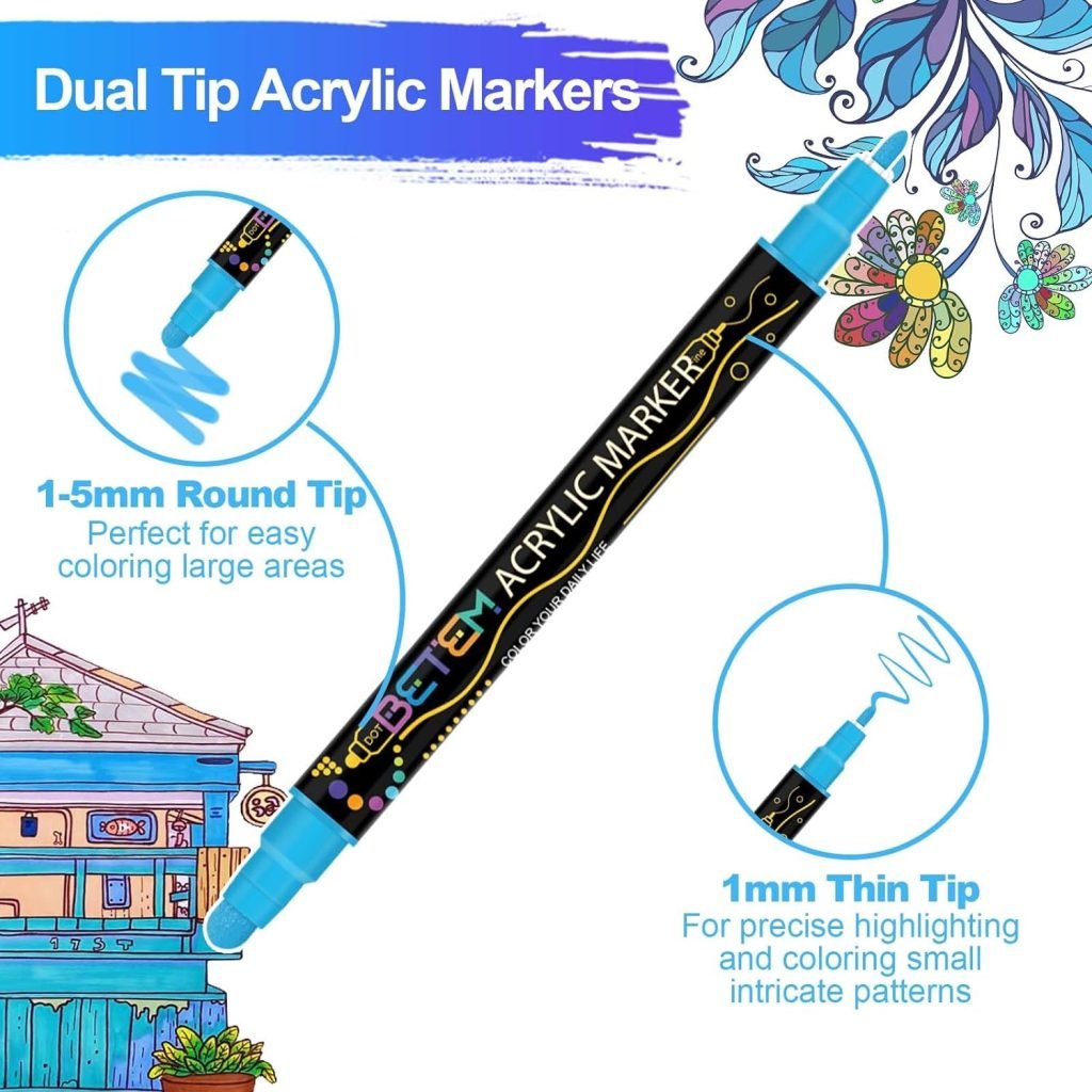 24 Colors Dual Tip Acrylic Paint Pens Markers, Premium Acrylic Paint Pens for Wood, Canvas, Stone, Rock Painting, Glass, Ceramic Surfaces, DIY Crafts Making Art Supplies 24 Colors Dual Tip Acrylic Paint Pens Markers, Premium Acrylic Paint Pens for Wood, Canvas, Stone, Rock Painting, Glass, Ceramic Surfaces, DIY Crafts Making Art Supplies