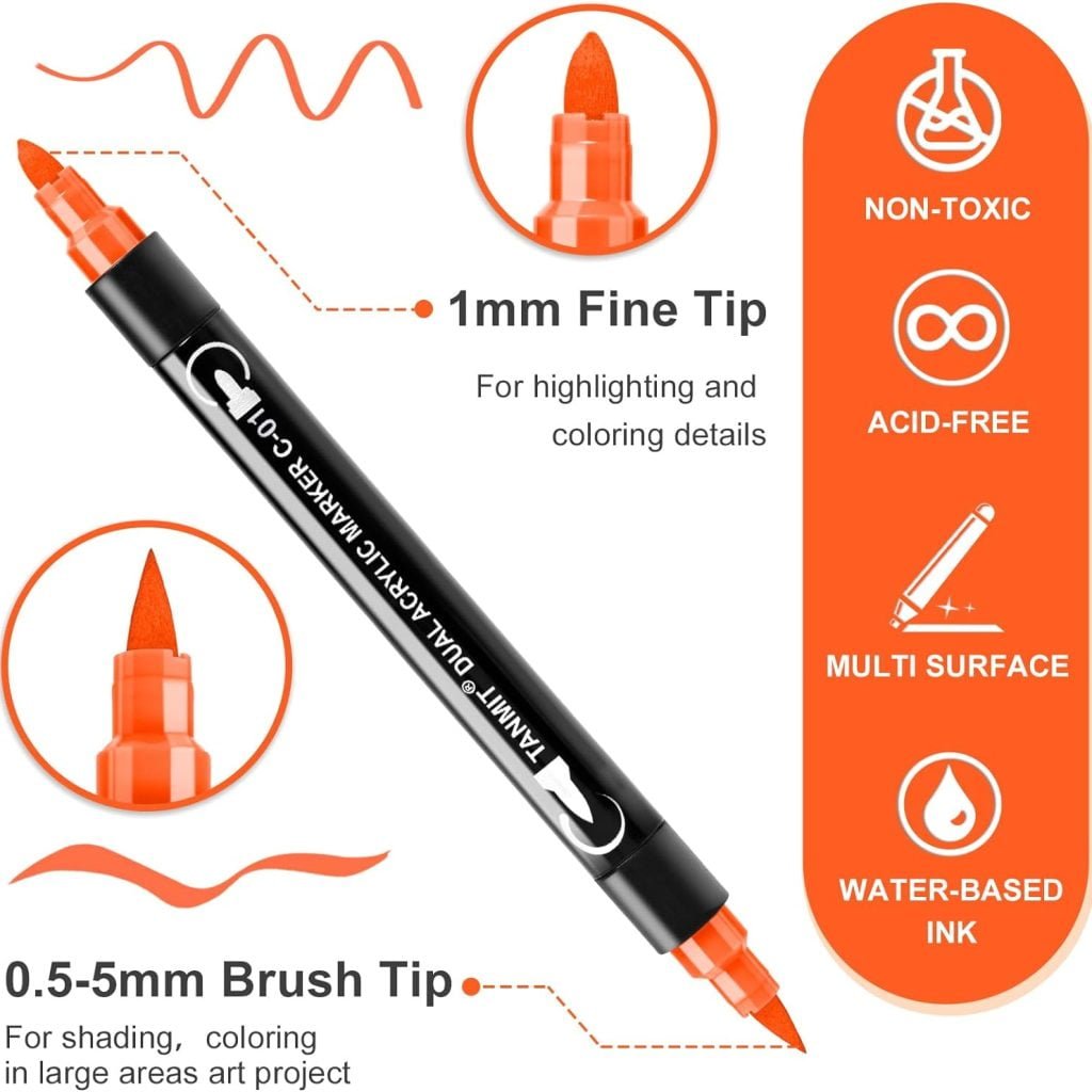 48 Colors Acrylic Paint Pens, Dual Tip Acrylic Paint Markers with Brush Tip and Fine Tip, Acrylic Pens for Rock Painting, Wood, Canvas, Stone, Glass, Ceramic,DIY Crafts Making Art Supplies 48 Colors Acrylic Paint Pens, Dual Tip Acrylic Paint Markers with Brush Tip and Fine Tip, Acrylic Pens for Rock Painting, Wood, Canvas, Stone, Glass, Ceramic,DIY Crafts Making Art Supplies