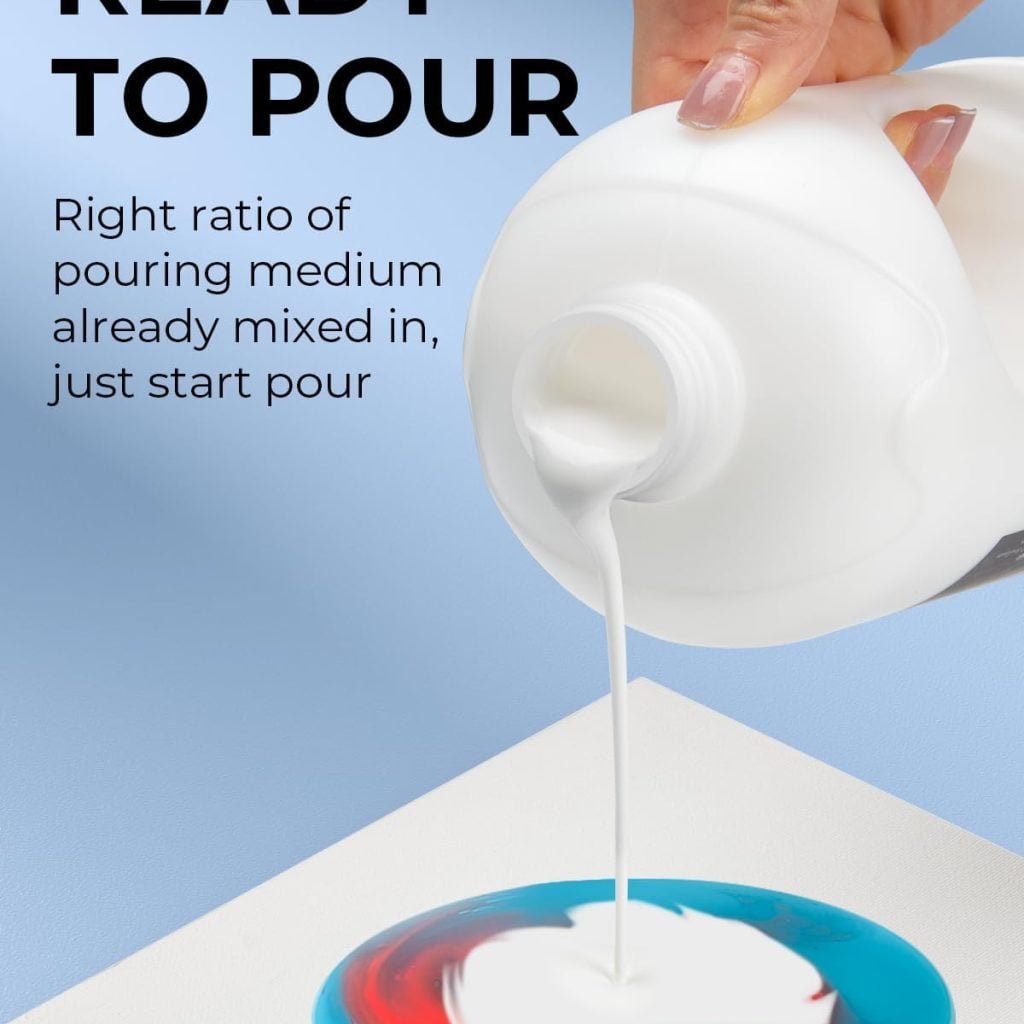 8 Colors Large Bulk Acrylic Pour Paint Set (33.8 oz, 1000 ml) Premixed High Flow Art Pouring Paint Supplies Kit with Silicone Pour Oil, Gloves for Beginner Cell Creation Flow DIY, Ready to Pour