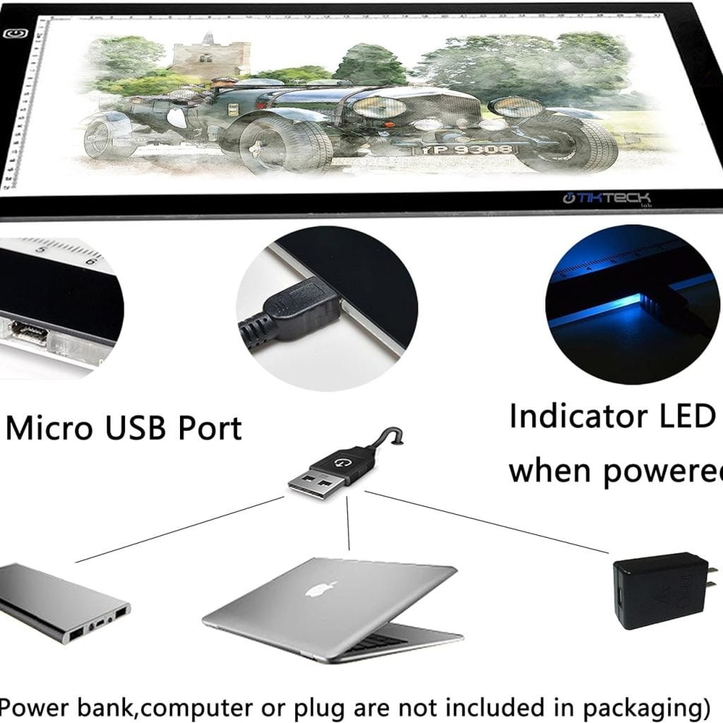 A4 Ultra-Thin Portable LED tracing Light Box Dimmable Brightness LED Art Tracing Pad for Artist Drawing Sketching Animation Stencilling and 5d Diamond Painting (Black, A4)