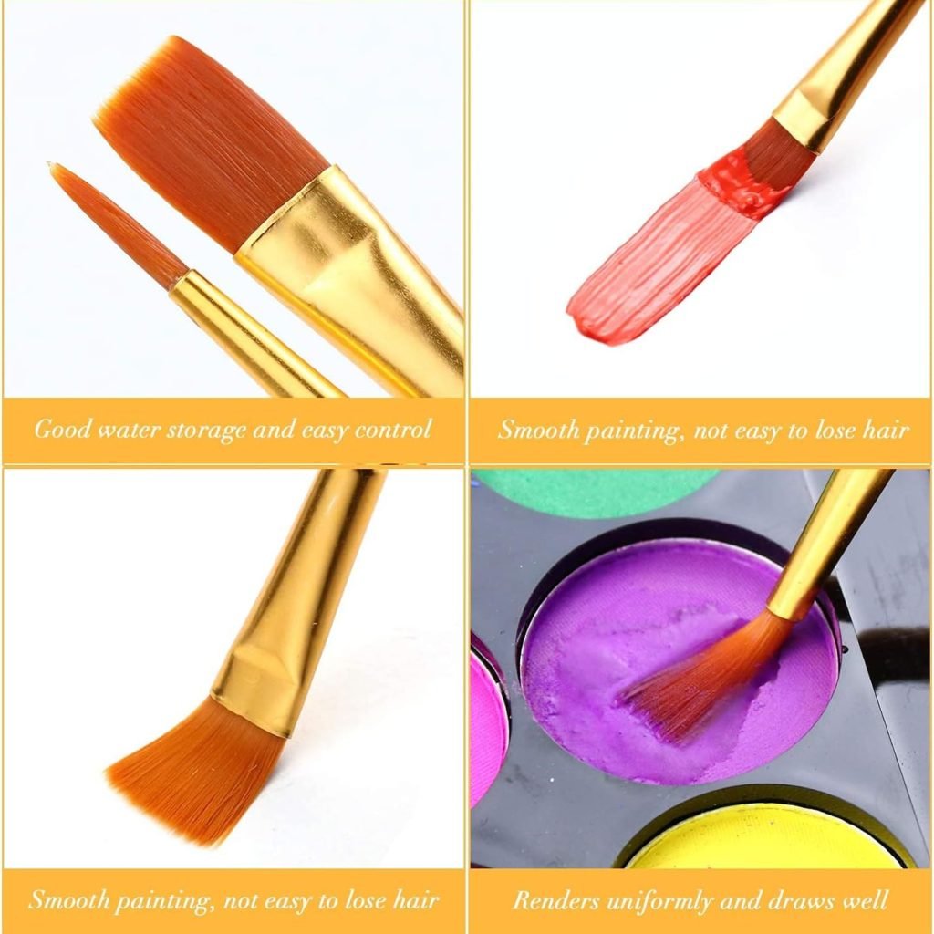 Acrylic Paint Brush Set, 6 Packs / 60 pcs Nylon Hair Brushes for All Purpose Oil Watercolor Painting Artist Professional Kits