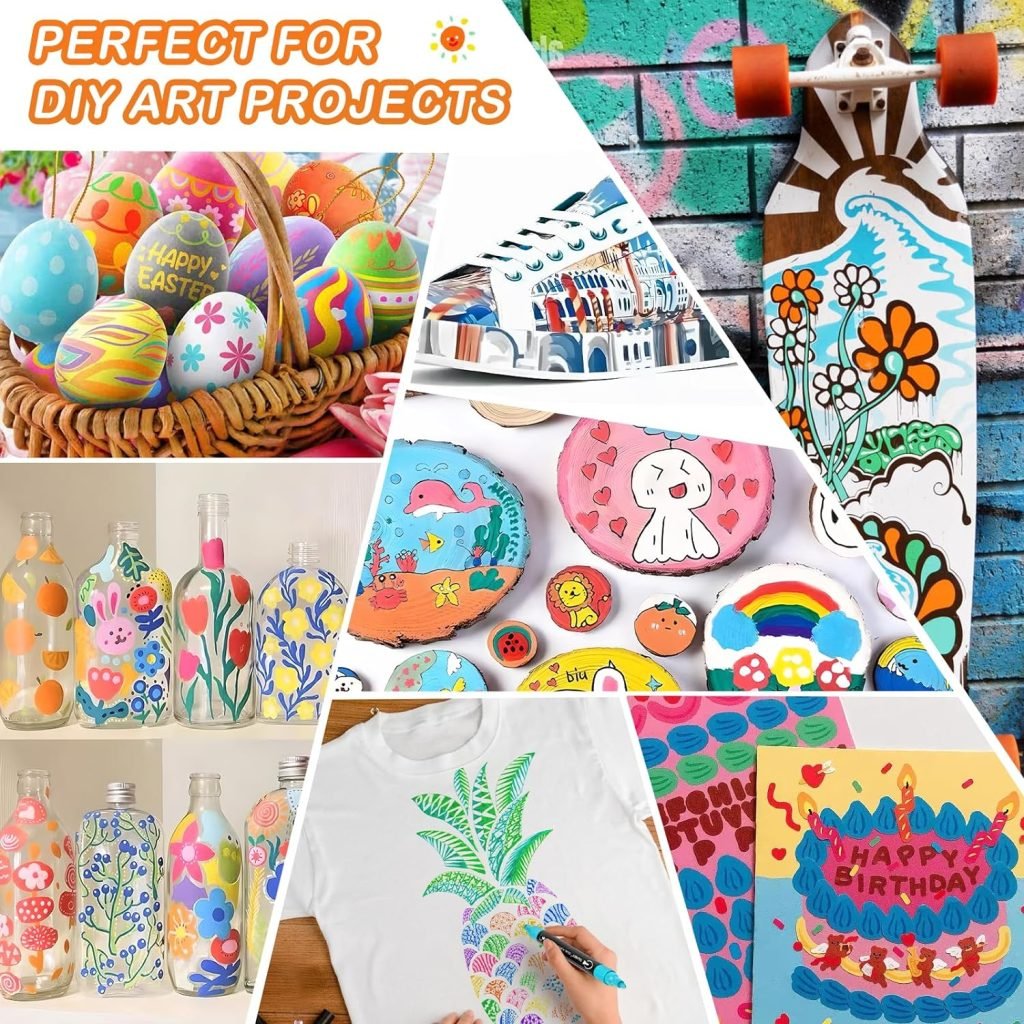 Acrylic Paint Pens Markers, 24 Colors Dual Tip Acrylic Paint Pens for Rock Painting, Wood, Canvas, Stone, Glass, Ceramic Surfaces, DIY Crafts Making Art Supplies (Round Tip and Fine Tip) Acrylic Paint Pens Markers, 24 Colors Dual Tip Acrylic Paint Pens for Rock Painting, Wood, Canvas, Stone, Glass, Ceramic Surfaces, DIY Crafts Making Art Supplies (Round Tip and Fine Tip)