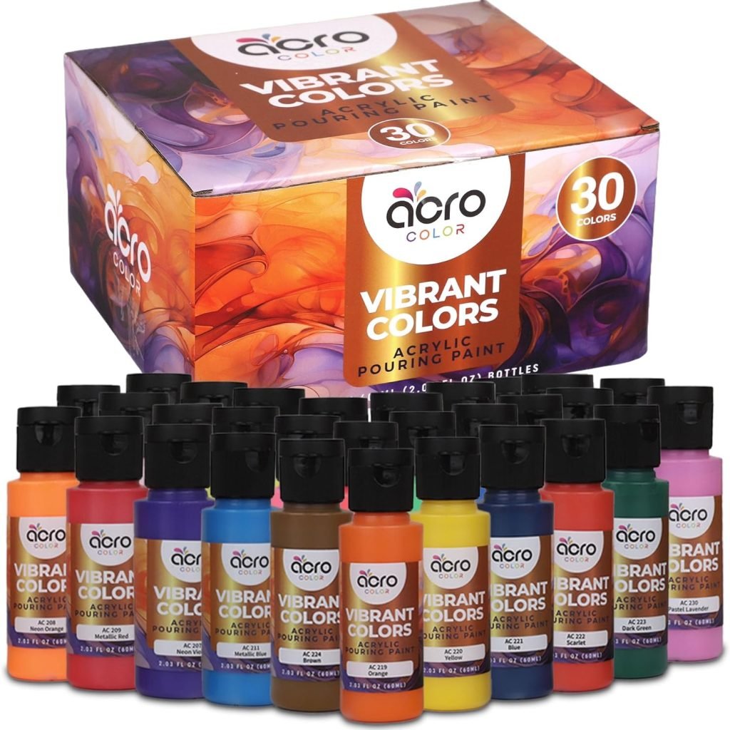 Acrylic Pouring Paint Set - 30 Basic, Neon, Metallic, and Pastel Colors - Easy To Use Ready To Pour Acrylic Paint for Canvas, Paper, Wood, and More - 2 Ounce Bottles Acrylic Pouring Paint Set - 30 Basic, Neon, Metallic, and Pastel Colors - Easy To Use Ready To Pour Acrylic Paint for Canvas, Paper, Wood, and More - 2 Ounce Bottles