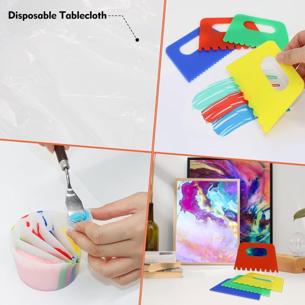 AngelaAlex Acrylic Pouring Strainers, 5 PCS Flow Painting Tools Christmas DIY Kits Drawing Sets Flower Strainers Plastic Silicone Drain Basket Unique Pattern Train Art Supplies