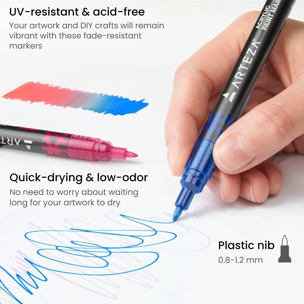 Arteza Acrylic Paint Markers, Set of 40 Acrylic Paint Pens in Assorted Colors, Art Craft Supplies for Glass, Pottery, Ceramic, Rock, Canvas Painting Arteza Acrylic Paint Markers, Set of 40 Acrylic Paint Pens in Assorted Colors, Art Craft Supplies for Glass, Pottery, Ceramic, Rock, Canvas Painting