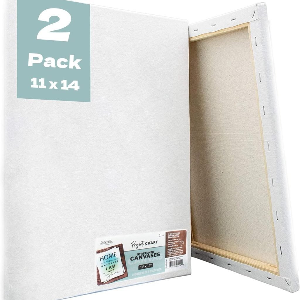 ArtSkills Stretched Canvases for Painting, 11x14 Canvas Painting Supplies for Artists, Blank Canvas Pack, 2-Pack
