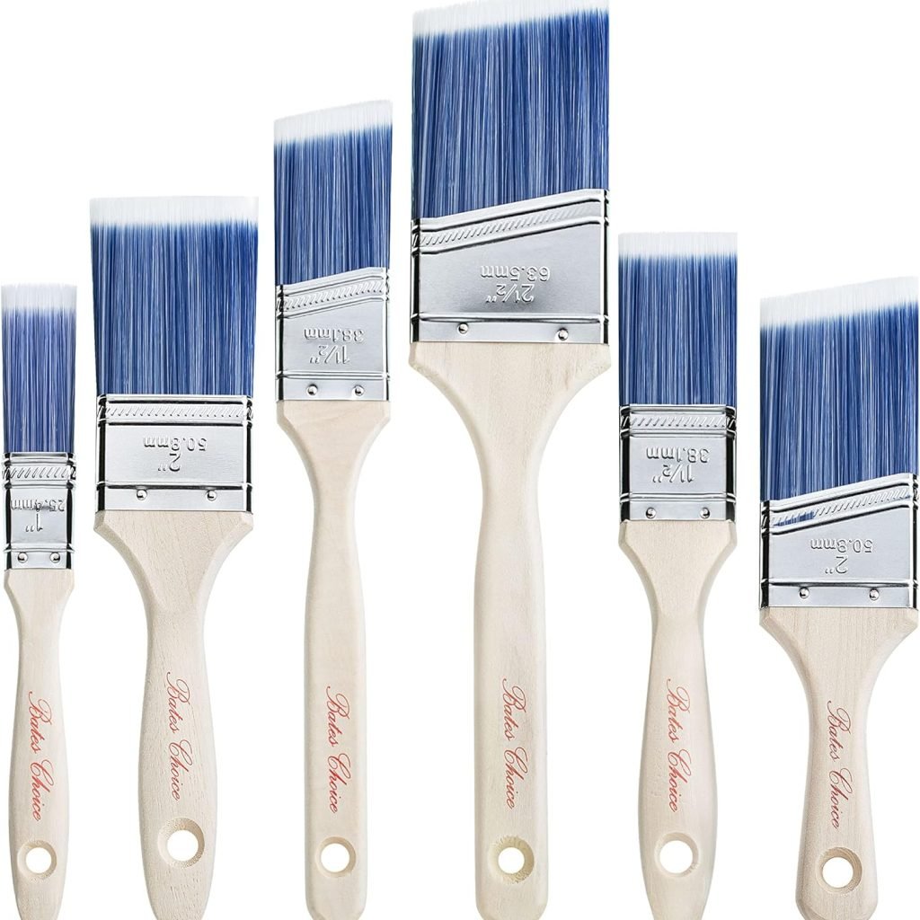 Bates- Paint Brushes, 6 Pack, Treated Wood Handle, Paint Brushes for Walls, Stain Brush, Wall Paint Brushes, Paint Brush, Furniture Paint Brush, Paint Brushes for Painting Walls, Painting Brush