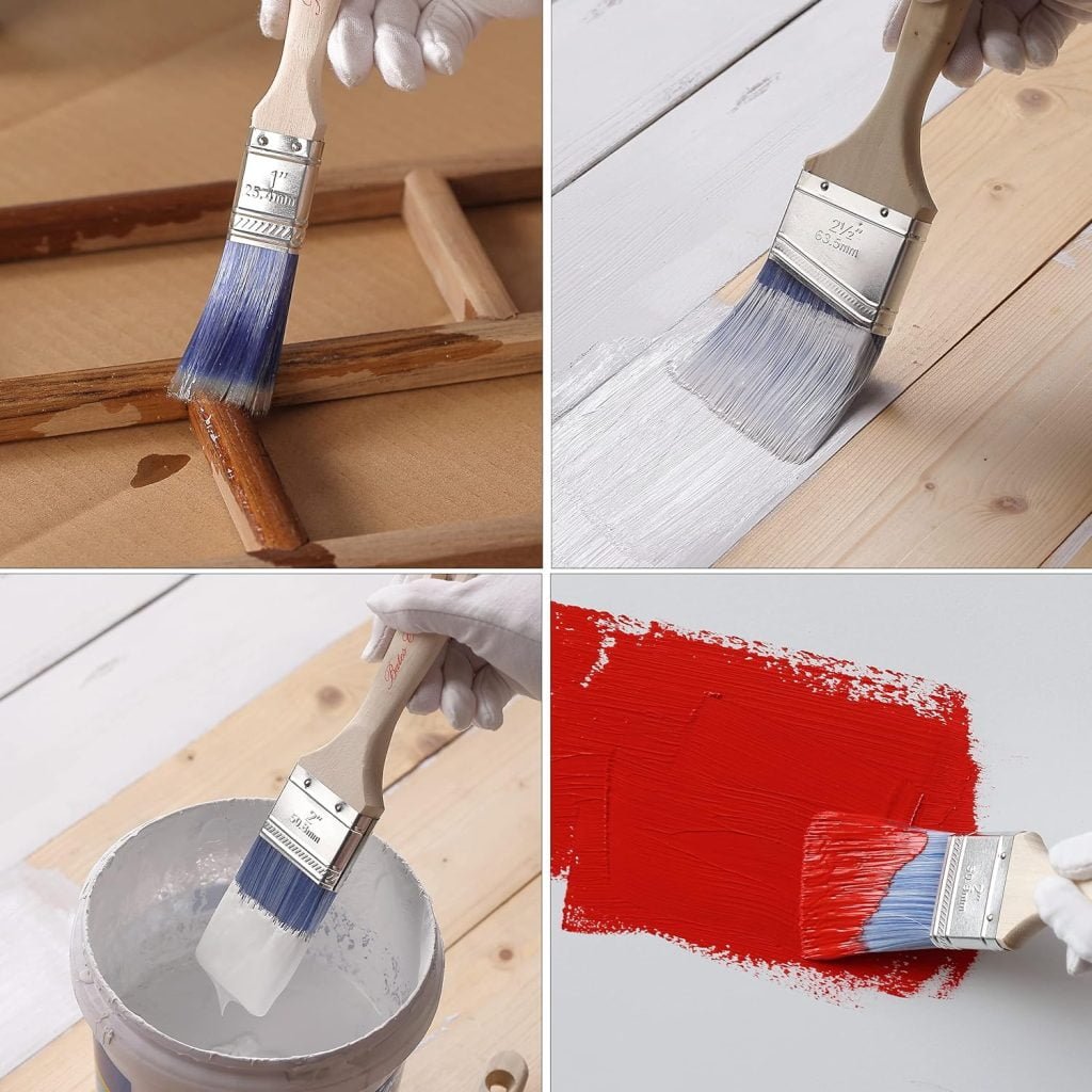 Bates- Paint Brushes, 6 Pack, Treated Wood Handle, Paint Brushes for Walls, Stain Brush, Wall Paint Brushes, Paint Brush, Furniture Paint Brush, Paint Brushes for Painting Walls, Painting Brush