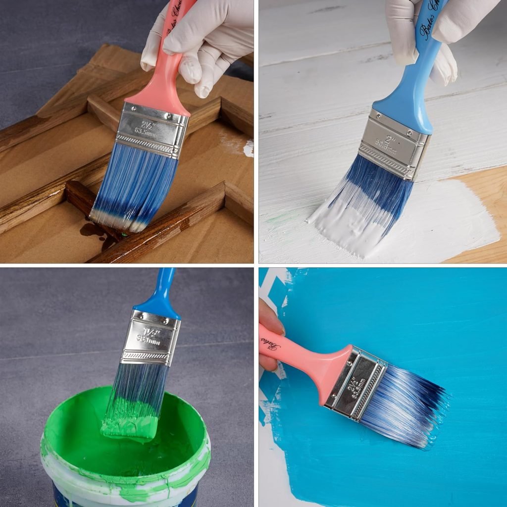 Bates- Paint Brushes, 6 Pack, Treated Wood Handle, Paint Brushes for Walls, Stain Brush, Wall Paint Brushes, Paint Brush, Furniture Paint Brush, Paint Brushes for Painting Walls, Painting Brush