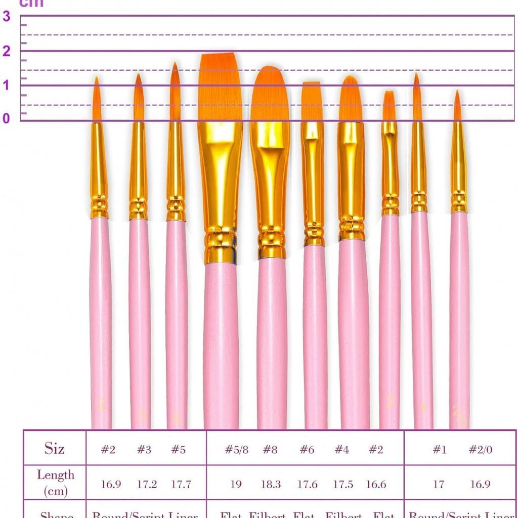 BOSOBO Paint Brushes Set, 2 Pack 20 Pcs Round-Pointed Tip Paintbrushes Nylon Hair Artist Acrylic Paint Brushes for Acrylic Oil Watercolor, Face Nail Art, Miniature Detailing Rock Painting, Blue