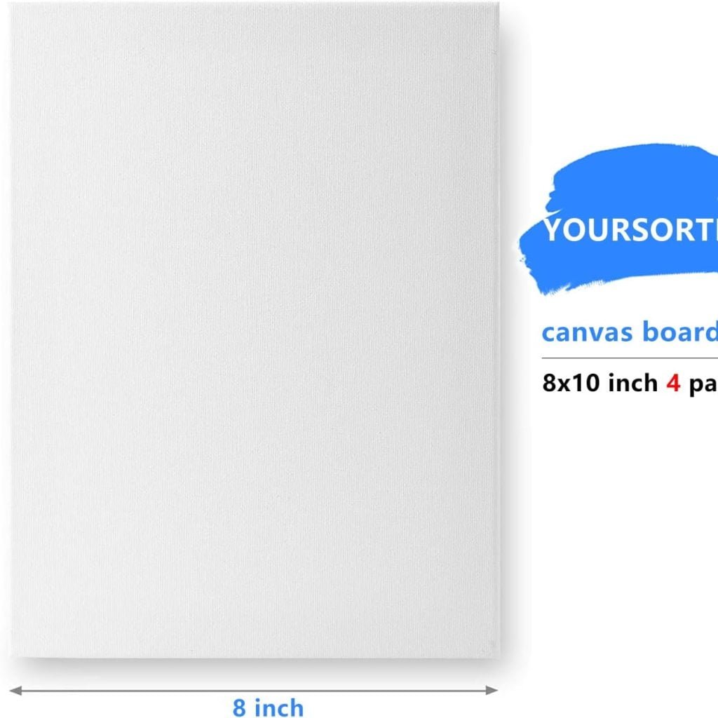 Canvas Boards 4 Pack, 8x10inch Blank Canvases for Painting, Gesso Primed Acid-Free 100% Cotton Painting Canvas Panels for Acrylic Oil Tempera Watercolor Paints, Art Painting Supplies Canvas Boards 4 Pack, 8x10inch Blank Canvases for Painting, Gesso Primed Acid-Free 100% Cotton Painting Canvas Panels for Acrylic Oil Tempera Watercolor Paints, Art Painting Supplies