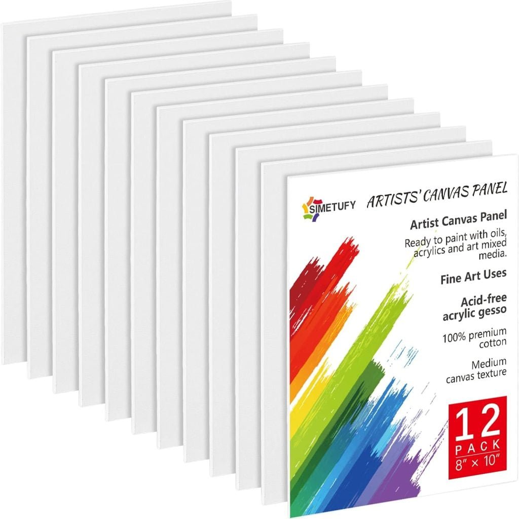 Canvases for Painting 12 Pack,8 x 10 Inch Painting Canvas, Blank Canvas Boards for Painting- Gesso Primed Acid-Free 100% Cotton Canvas Panels for Acrylics Oil Watercolor Tempera Paints
