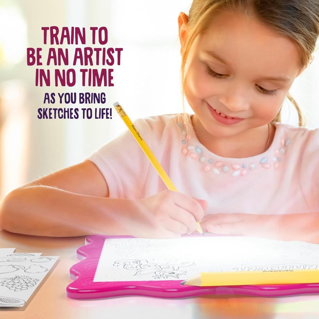 DanDarci Light Up Tracing Pad for Kids - Arts Crafts Art Drawing Tracer Board for Girls Boys Ages 5-12 - Birthday Toys Easter Gift Ideas for Girl or Boy 5+ Year Old Gift Toy - 6 7 8 9 10