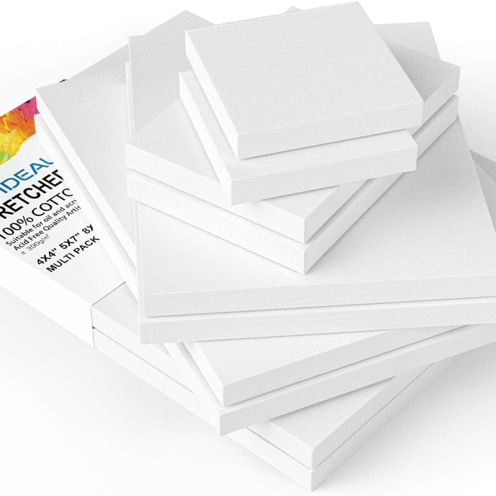 GOTIDEAL Stretched Canvas, Multi Pack 4x4, 5x7, 8x10,9x12, 11x14 Set of 10, Primed White - 100% Cotton Artist Canvas Boards for Painting, Acrylic Pouring, Oil Paint Dry Wet Art Media GOTIDEAL Stretched Canvas, Multi Pack 4x4, 5x7, 8x10,9x12, 11x14 Set of 10, Primed White - 100% Cotton Artist Canvas Boards for Painting, Acrylic Pouring, Oil Paint Dry Wet Art Media