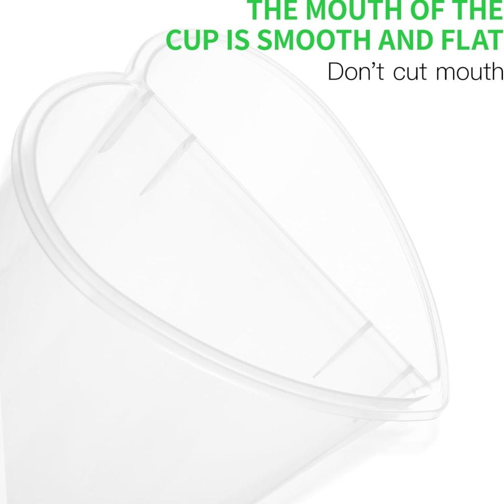 HEALLILY 20PCS Disposable Plastic Cup Love Heart Shape Double Thicken Cup Couple Sharing Drinking Cup for Home Shop Party