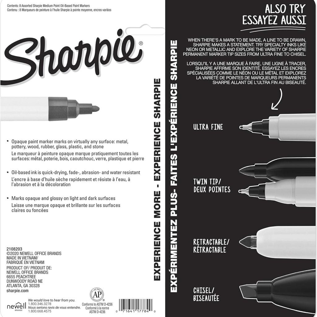 SHARPIE Oil-Based Paint Markers, Medium Point, Assorted Colors, 8 Count - Great for Rock Painting SHARPIE Oil-Based Paint Markers, Medium Point, Assorted Colors, 8 Count - Great for Rock Painting