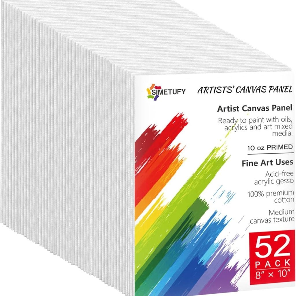 Simetufy Canvas Boards for Painting, 52 Pack 8 x 10 Inch Blank Canvas for Painting Using Acrylic Paint or Oil (Pre-Primed)