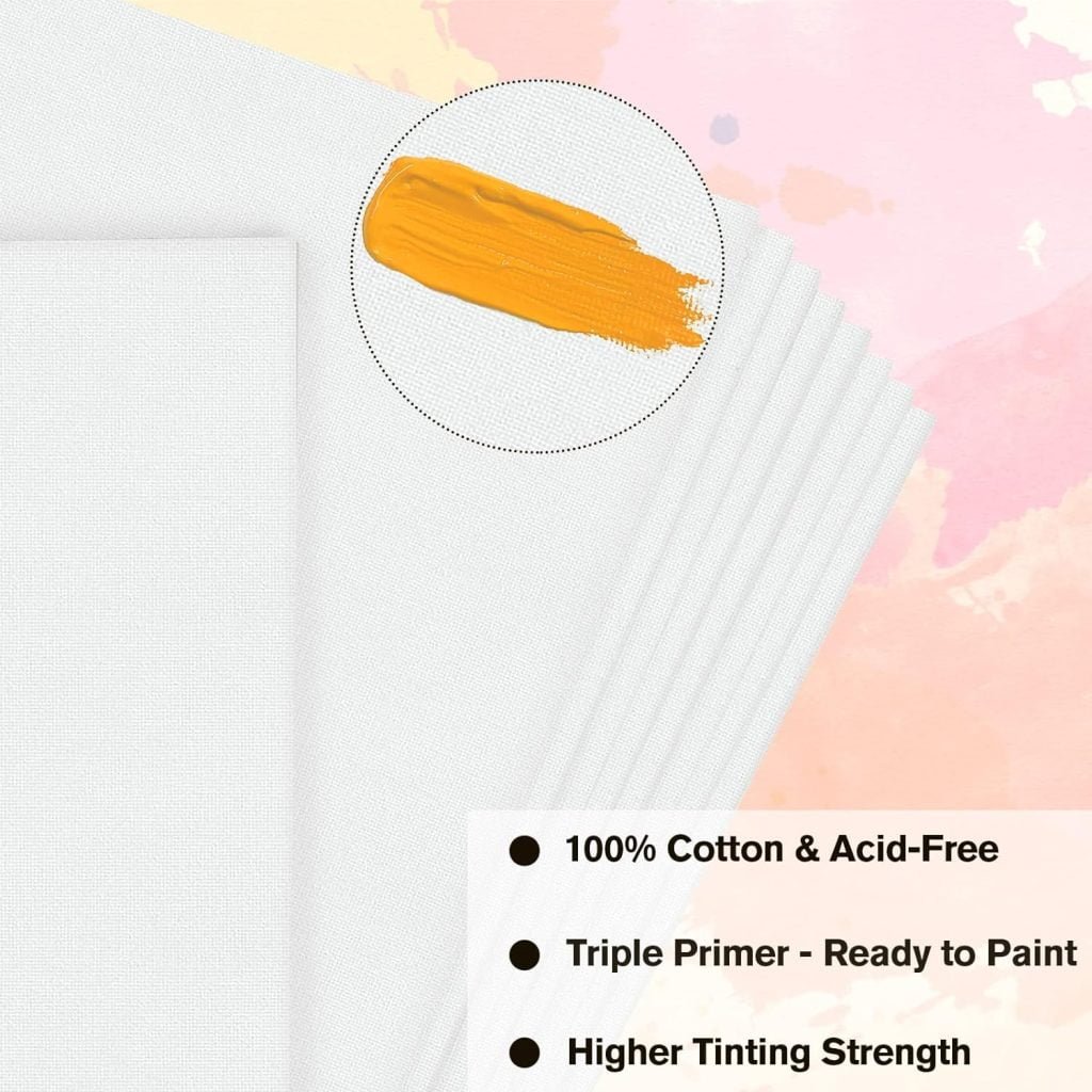 Simetufy Canvas Boards for Painting, 52 Pack 8 x 10 Inch Blank Canvas for Painting Using Acrylic Paint or Oil (Pre-Primed)