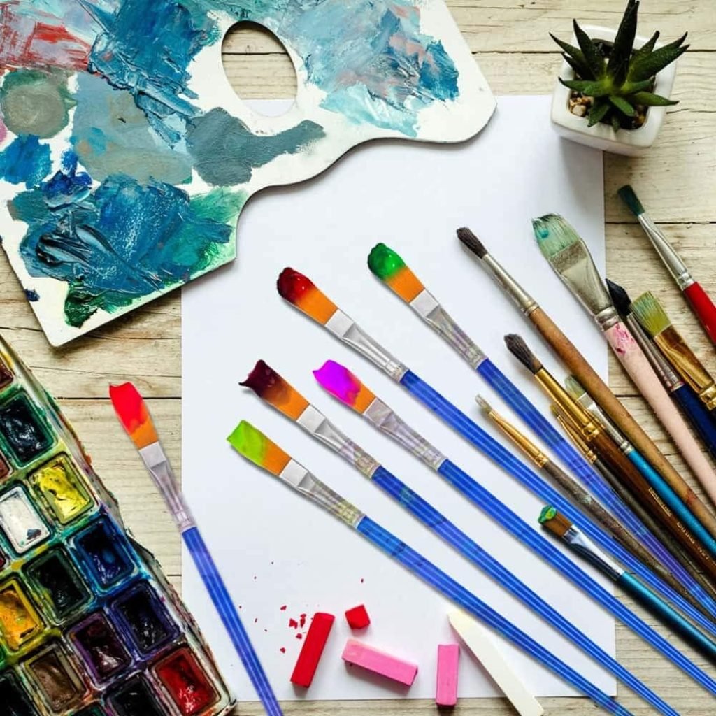 Small Paint Brushes Bulk, Anezus 50 Pcs Flat Tip Round Acrylic Paint Brushes for Kids Classroom Acrylic Watercolor Canvas Face Painting Touch Up