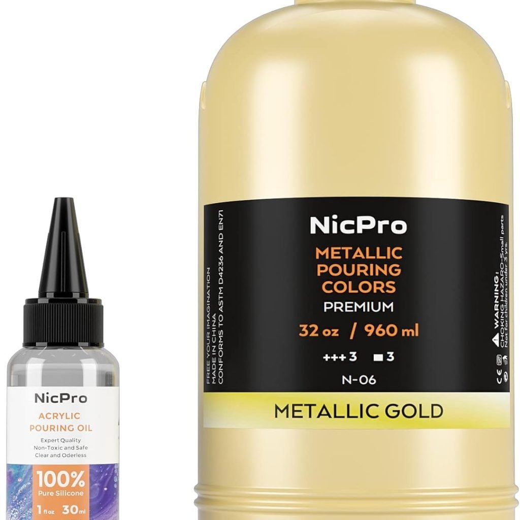 Titanium White Color Acrylic Pour Paint, 32 Ounce Pre-Mixed Pouring Paint Supplies with Silicone Pour Oil Gloves for Canvas, Rock, Wood Cell Creation Flow DIY Art Painting, Ready to Pour