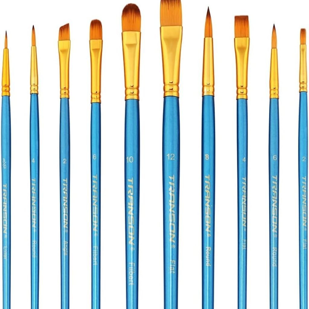 Transon 20pcs Art Painting Brush Set for Acrylic Watercolor Gouache Hobby Craft Face Painting