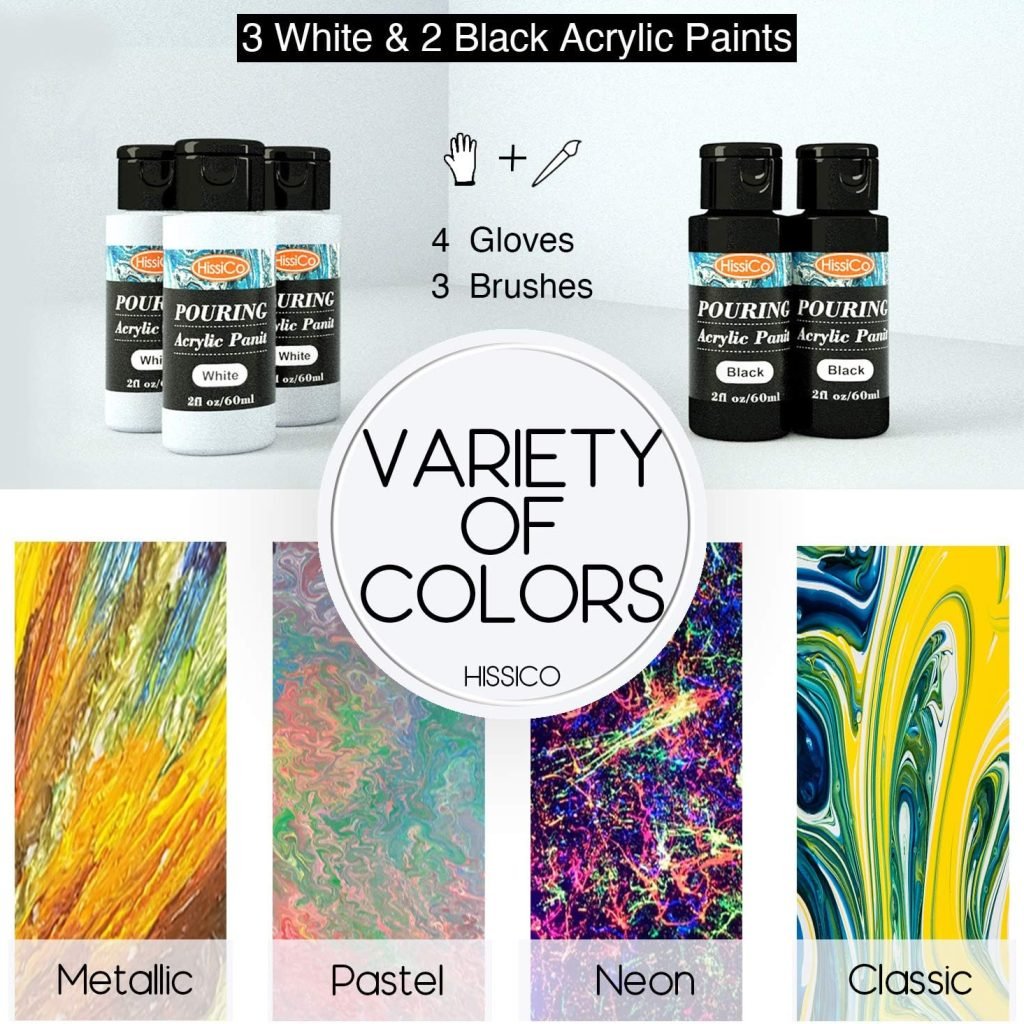 Acrylic Pouring Paint of 36 Bottles (2 oz/60ml),32 Assorted Colors Set to Pre-Mixed High Flow Acrylic Paint Pouring Supplies for Canvas Glass Paper Wood Tile and Stones, Complete Paint Pouring Kit