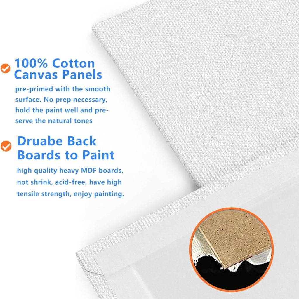 Canvases for Painting 48 Pack, 8x10 inch Blank Painting Canvas Boards for Painting Supplies, Primed Acid-Free 100% Cotton Canvas Panels for Acrylic Oil Tempera Watercolor Paints, Art Supplies