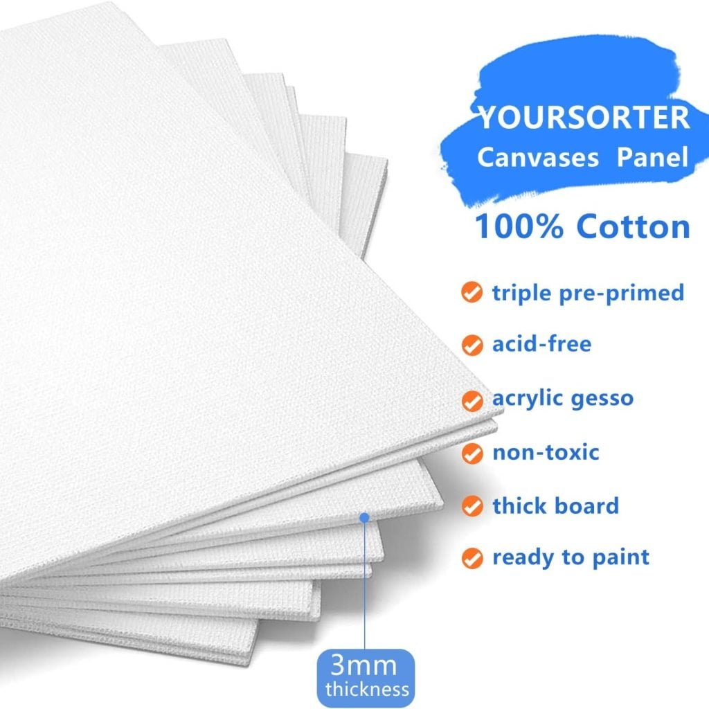 Canvases for Painting 48 Pack, 8x10 inch Blank Painting Canvas Boards for Painting Supplies, Primed Acid-Free 100% Cotton Canvas Panels for Acrylic Oil Tempera Watercolor Paints, Art Supplies