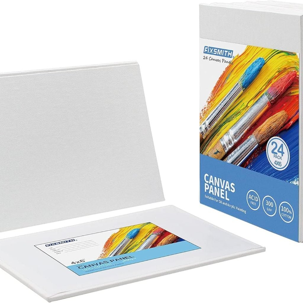 FIXSMITH Canvas Boards for Painting 5x7 Inch, Super Value 24 Pack Mini Canvases, White Blank Canvas Panels, 100% Cotton Primed, Painting Art Supplies