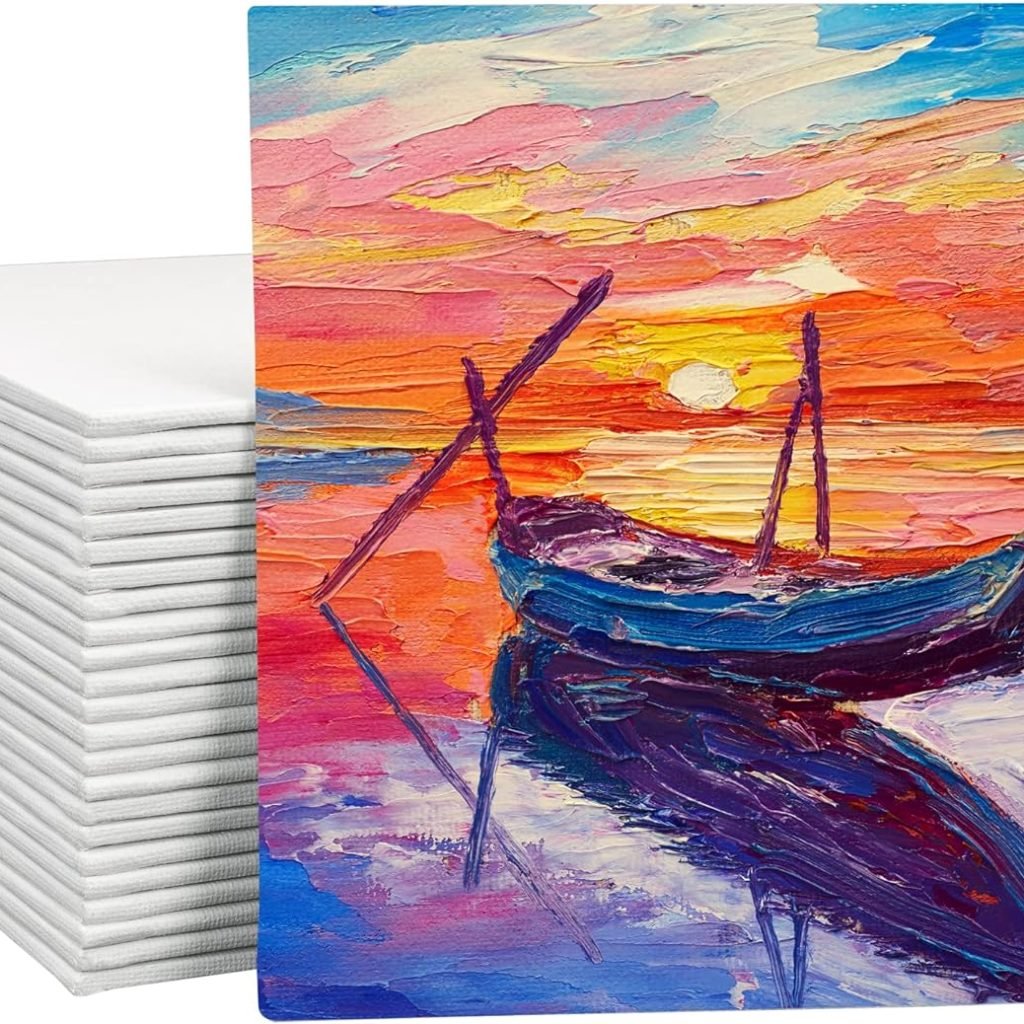 FIXSMITH Canvas Boards for Painting 5x7 Inch, Super Value 24 Pack Mini Canvases, White Blank Canvas Panels, 100% Cotton Primed, Painting Art Supplies