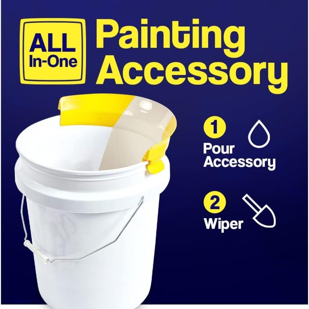 FoamPRO 61-5 Paint Can Spout, 5 Pack | One Size Fits All Pint, Quart Gallon Painting Cans | All In One Pouring Accessory, Paint Brush Holder Wiper | Paint Bucket Attachment With Yellow Mixing Tips