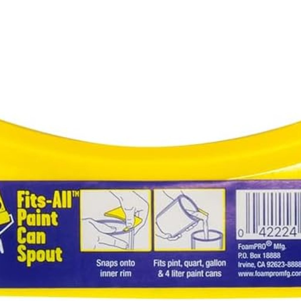 FoamPRO 61-5 Paint Can Spout, 5 Pack | One Size Fits All Pint, Quart Gallon Painting Cans | All In One Pouring Accessory, Paint Brush Holder Wiper | Paint Bucket Attachment With Yellow Mixing Tips
