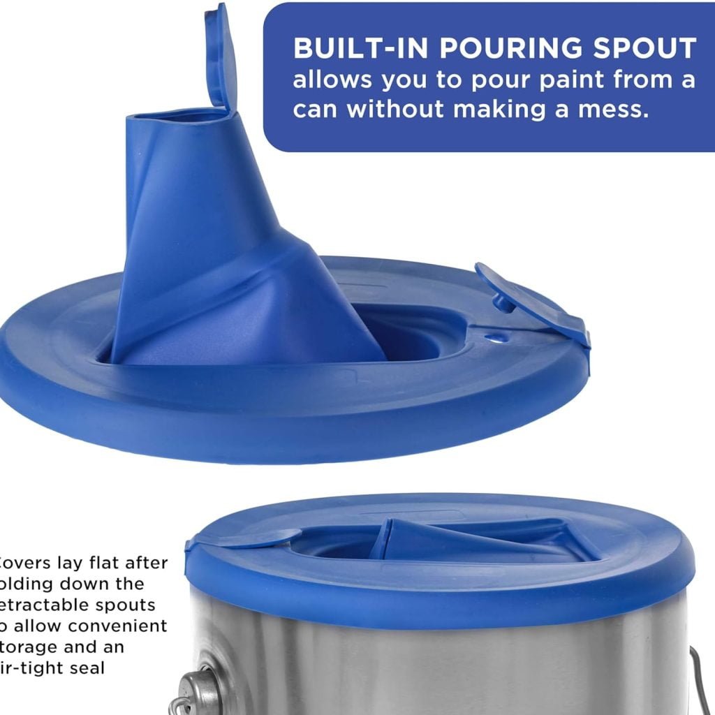 Master Elite Paint Can Lid Cover and Pouring Spout for 1-Gallon Containers, 2 Pack - Secure Seal with Built-in Spout to Pour Paint Easy, Prevents Messes, Spills, Drips, Splatter - Paint Storage Lid