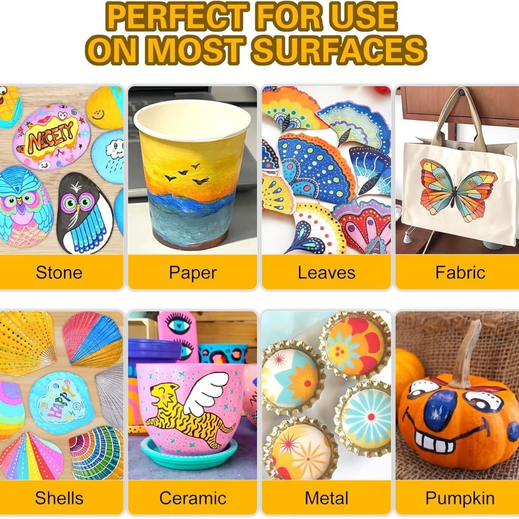 NICETY 72 Colors Acrylic Paint Pens Paint Markers, Extra Fine Tip Point Acrylic Paint Pens for Rock Painting, Canvas, Wood, Ceramic, Glass, Stone, Fabric, DIY Crafts Art Supplies