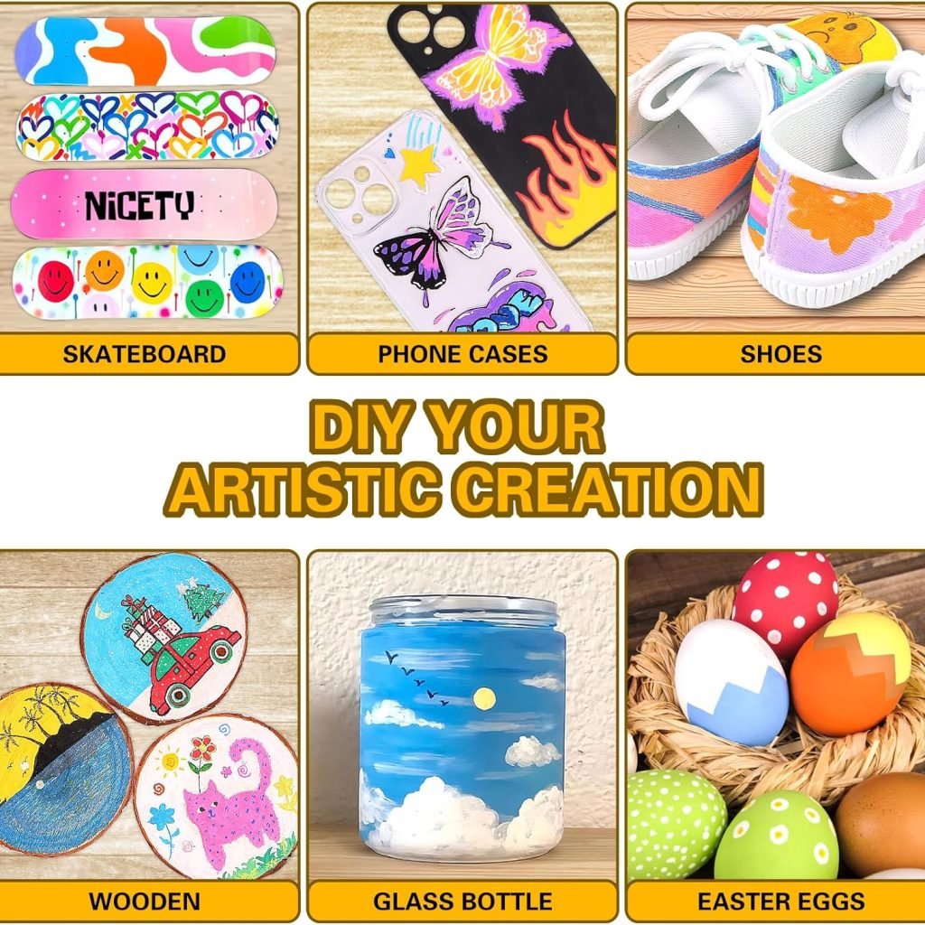 NICETY 72 Colors Acrylic Paint Pens Paint Markers, Extra Fine Tip Point Acrylic Paint Pens for Rock Painting, Canvas, Wood, Ceramic, Glass, Stone, Fabric, DIY Crafts Art Supplies