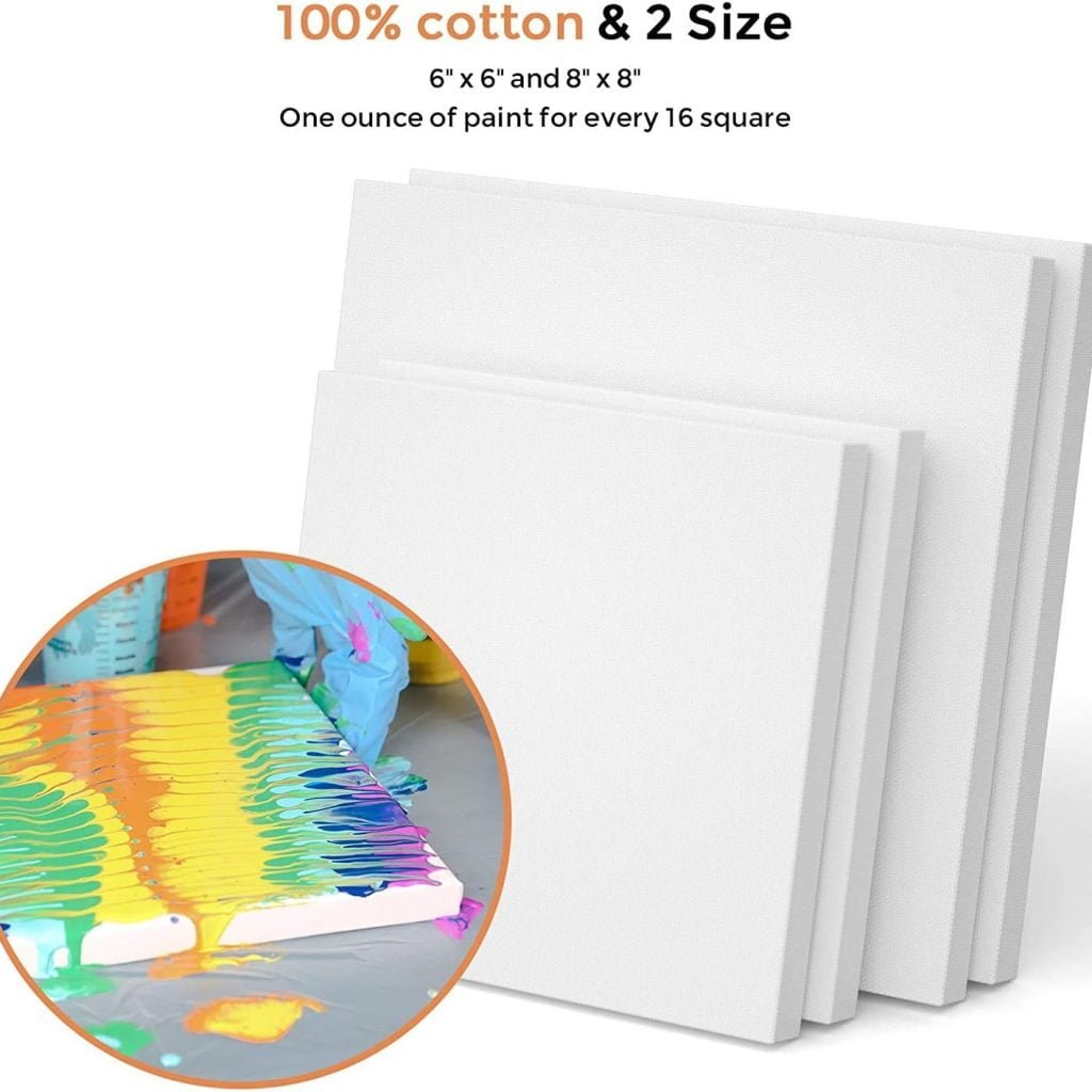 Nicpro Large Volume Acrylic Pouring Kit, Art Starter Supplies with 8 Colors 8.45 oz Acrylic Paints, Pouring Medium, Silicone Oil, Canvases, Cups, Sticks, Tools Gloves, Strainers for Flow DIY Painting