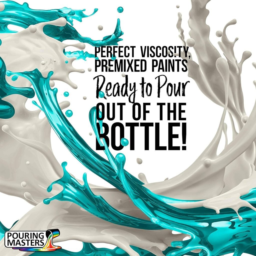 Pouring Masters 84-Color Ready to Pour Acrylic Pouring Paint Set with Silicone Oil Gloss Medium - Premium Pre-Mixed High Flow 2-Ounce Bottles - All Metallic and Solids Colors for Canvas, Wood