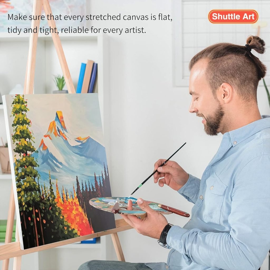 Shuttle Art Stretched Canvas, 20 PCS Value Pack, 5 x 7, 8 x 10 Inches (10 of Each), 100% Cotton, Primed White Canvases for Painting, Stretched Canvas Art Supplies for Acrylic, Oil, Acrylic Pouring