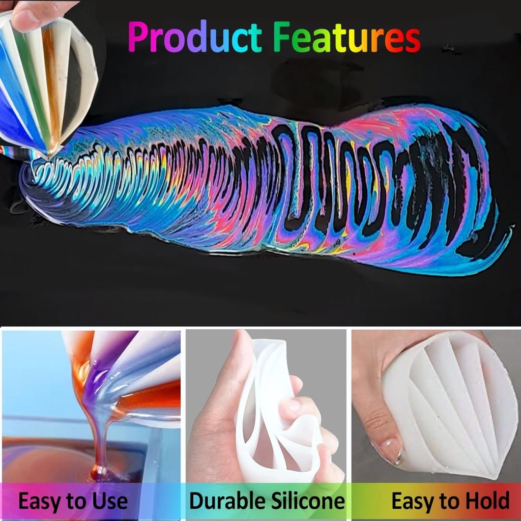 Silicone Pour Split Cups, Funstorm 4Pcs Reusable Resin Mixing Cups with 2-5Channels, Sectioned for Multicolor Pours with Resin, Paint, and More, Fluid Art for Resin Crafts