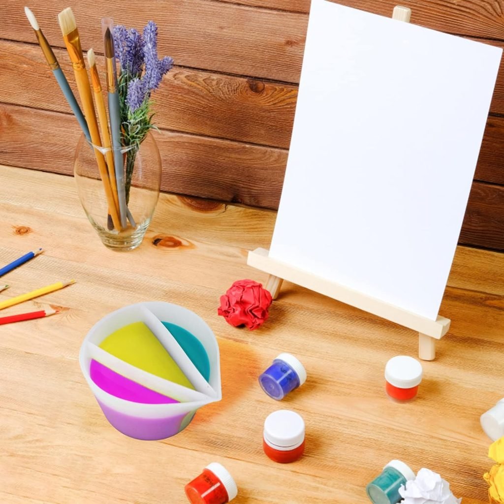 Split Cup for Paint Pouring Fluid Art Silicone Split Cup Resin Pouring Painting Tools DIY Making Drawing Accessories Reusable Split Cup with Dividers (5 Channels)