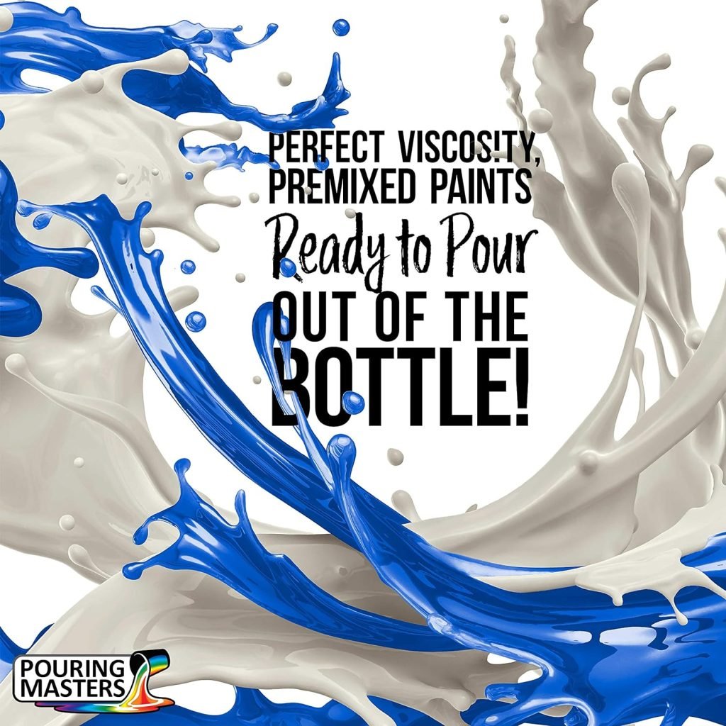 U.S. Art Supply Pouring Masters 16-Color Ready to Pour Acrylic Pouring Paint Set with Silicone Oil Gloss Medium - Premium Pre-Mixed High Flow 8-Ounce Bottles - For Canvas, Wood, Paper, Crafts, Tile
