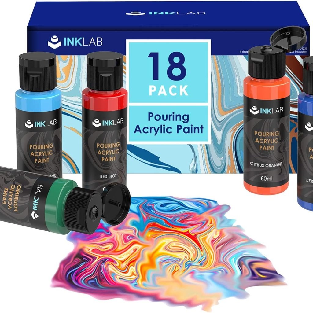 Acrylic Pouring Paint Set 18 Colors Pre Mixed Acrylic Paint High Flow for Canvas Wood Crafts Rocks Painting, Water Based, 2 Oz/Bottle
