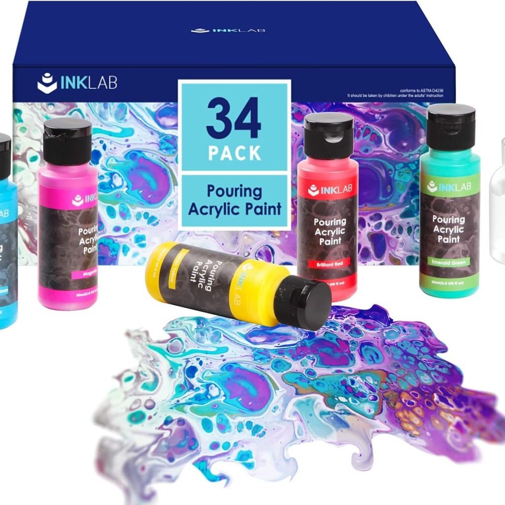 Acrylic Pouring Paint Set 18 Colors Pre Mixed Acrylic Paint High Flow for Canvas Wood Crafts Rocks Painting, Water Based, 2 Oz/Bottle