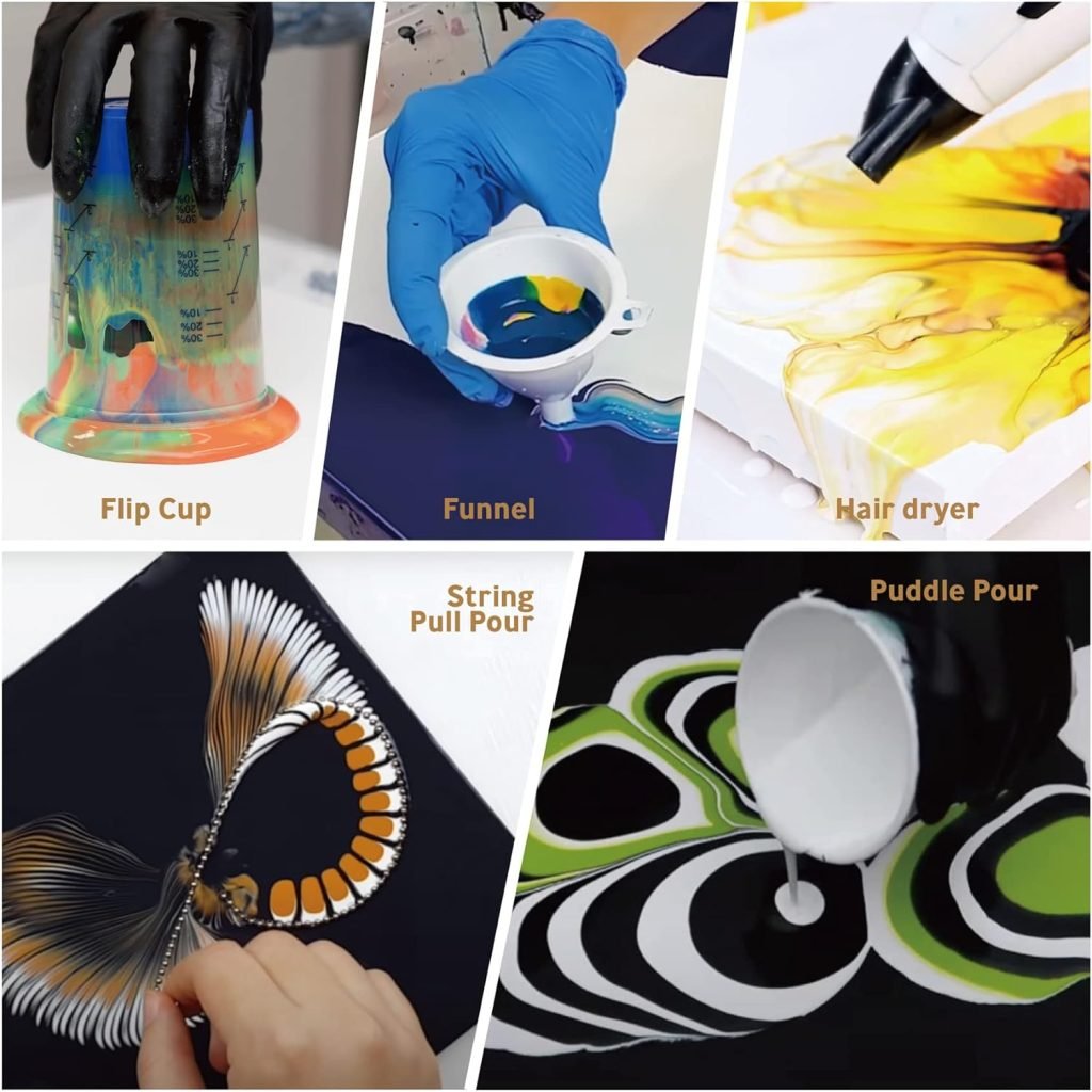 Acrylic Pouring Paint Set 18 Colors Pre Mixed Acrylic Paint High Flow for Canvas Wood Crafts Rocks Painting, Water Based, 2 Oz/Bottle