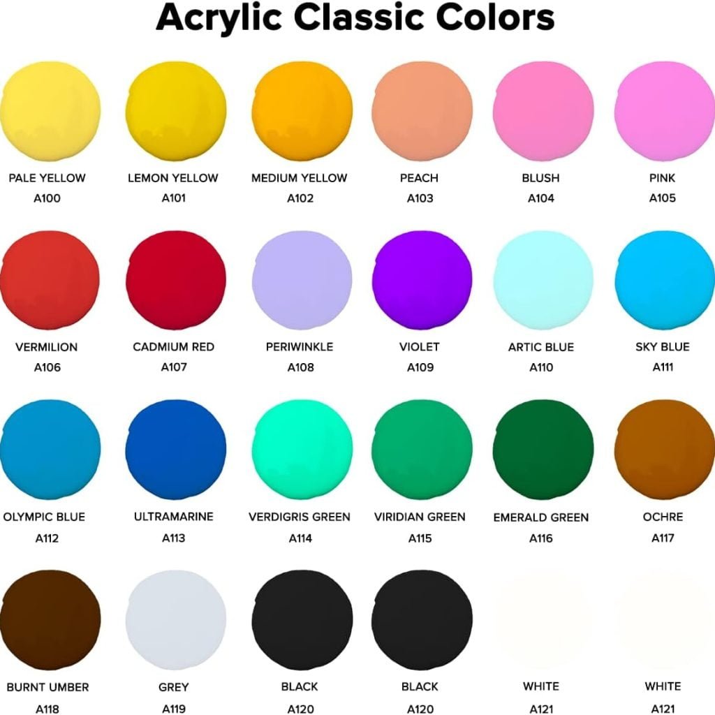 GenCrafts Acrylic Pouring Paint 24 Colors Pre-Mixed High Flow Ready to Pour - 2 oz./60 ml Bottles - Multi-Purpose Paints for Canvas, Paper, Rocks, Wood