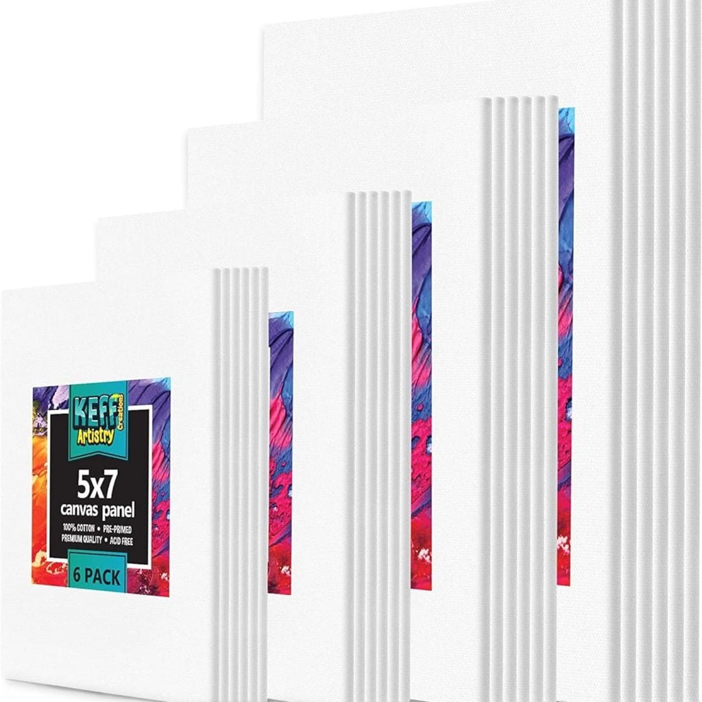 KEFF Canvas Boards for Painting - 24 Pack - Art Supplies Paint Canvas 5x7, 8x10, 9x12, 11x14 Canvas Panels, 100% Cotton Pre-Primed Large Canvas for Painting Supplies, Acrylic, Oil, Watercolor, Tempera