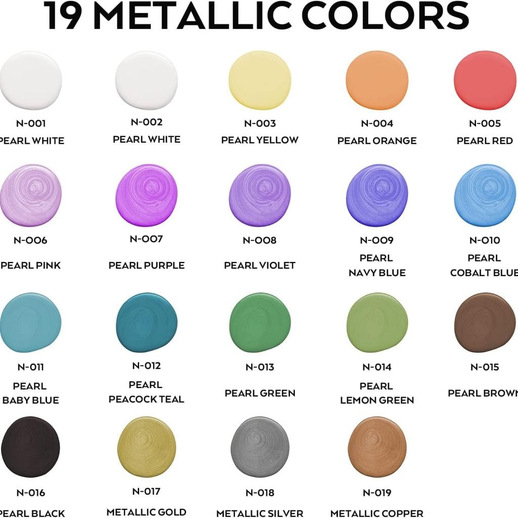 Nicpro 123 Pack Metallic Acrylic Pouring Paint Set, 19 Colors (2oz / 60ml bottle) Ready to Pour Acrylic Paint Supplies Pre-Mix High Flow for Canvas Paper, Rocks, Wood and DIY Painting