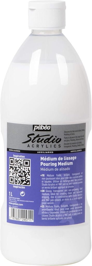Pebeo Acrylic Art and Painting Supplies, Ready-to-Pour Fluid Medium, 1 Liter Bottle